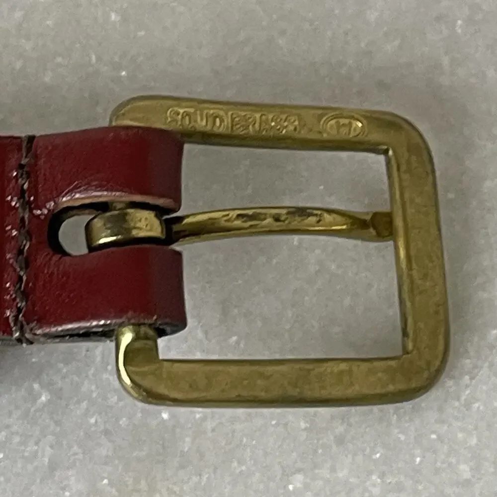 Vintage NANTUCKET Sailboat Belt Brass Buckle Sz 42 Preppy Old Money Caps Cod